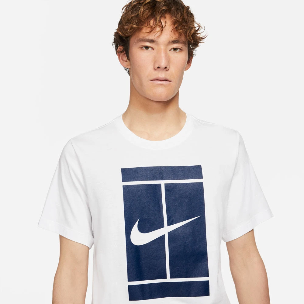 Nike Men's Seasonal NikeCourt Top (White/Blue) 4 Nike Men's Seasonal NikeCourt Top (White/Blue) - Image 2