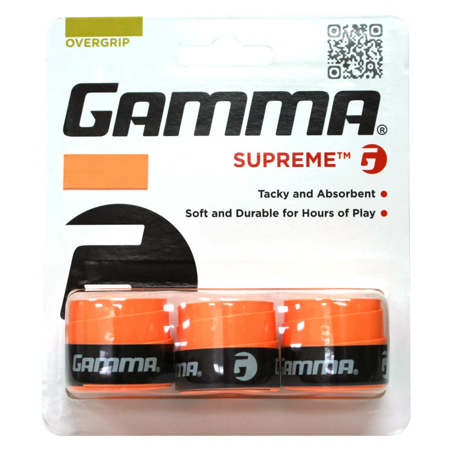Gamma Supreme Overgrip 3 Pack (Orange) 3 Gamma Supreme Overgrip 3 Pack (Orange)