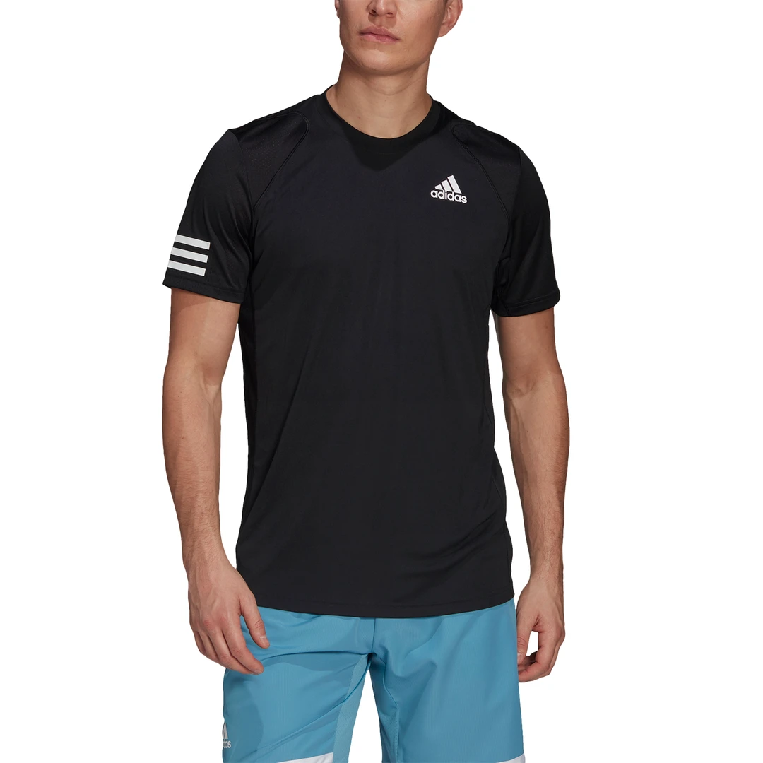 Adidas Men's 3 Stripes Club Top (Black) 5 Adidas Men's 3 Stripes Club Top (Black) - Image 3