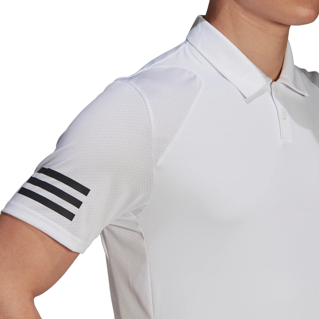 Adidas Men's Club 3 Stripes Polo (White/Black) 7 Adidas Men's Club 3 Stripes Polo (White/Black) - Image 5