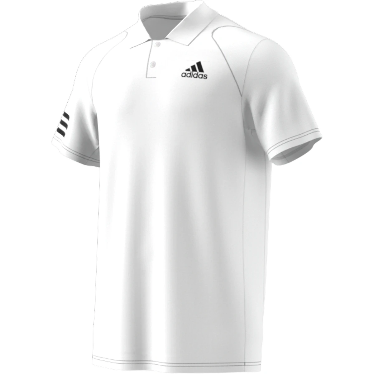 Adidas Men's Club 3 Stripes Polo (White/Black) 10 Adidas Men's Club 3 Stripes Polo (White/Black) - Image 8