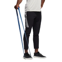 Adidas Men's AeroReady Woven 3 Stripes Pants (Black/White) -YONEX Store GM0639 APP on model walking white