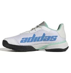 Adidas Barricade Junior Tennis Shoe (White/Blue) -YONEX Store GY4017 4 FOOTWEAR Photography SideMedialCenterView white