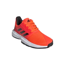 Adidas CourtJam XJ Junior Tennis Shoe (Solar Red/Black/White) -YONEX Store H68131 FTW photo front lateral top white