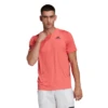 Adidas Men's 3 Stripes Club Top (Semi Turbo/Black) -YONEX Store HB9075 APP on model standard white