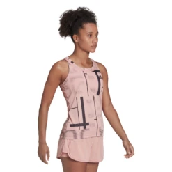 Adidas Women's Club Tennis Graphic Tank Top (Wonder Mauve/Black) 11 Adidas Women's Club Tennis Graphic Tank Top (Wonder Mauve/Black) -YONEX Store HB9093 APP on model walking white