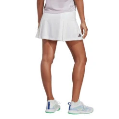 Adidas Women's Club Pleated Skirt (White) -YONEX Store HT7184 4 APPAREL OnModel BackView transparent
