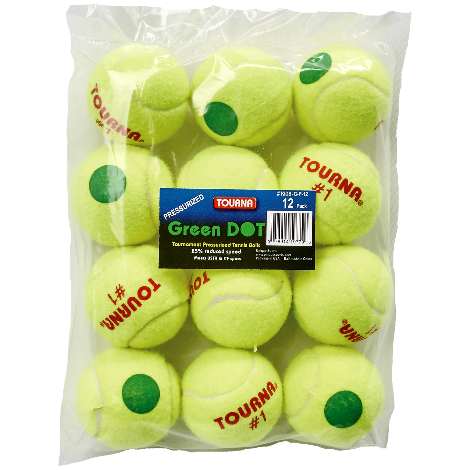 Tourna Green Stage 1 Junior Tennis Balls - 12/Bag 3 Tourna Green Stage 1 Junior Tennis Balls - 12/Bag