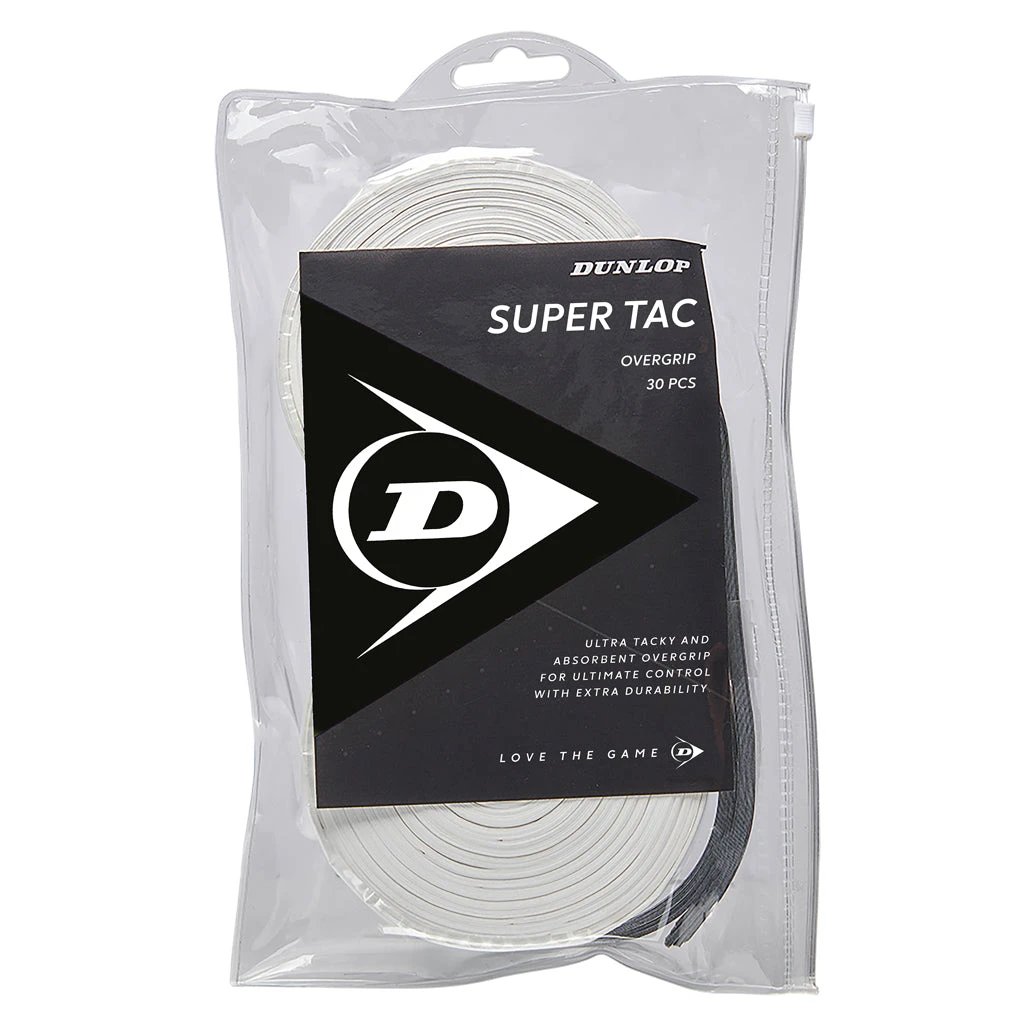 Dunlop Super Tac Overgrip 30 Pack (White) 3 Dunlop Super Tac Overgrip 30 Pack (White)