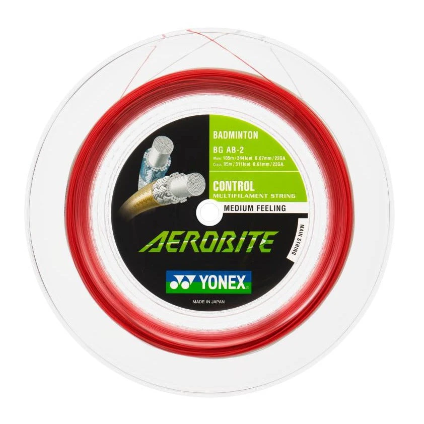 Yonex BG Aerobite Hybrid Badminton String Reel (White/Red) 3 Yonex BG Aerobite Hybrid Badminton String Reel (White/Red)