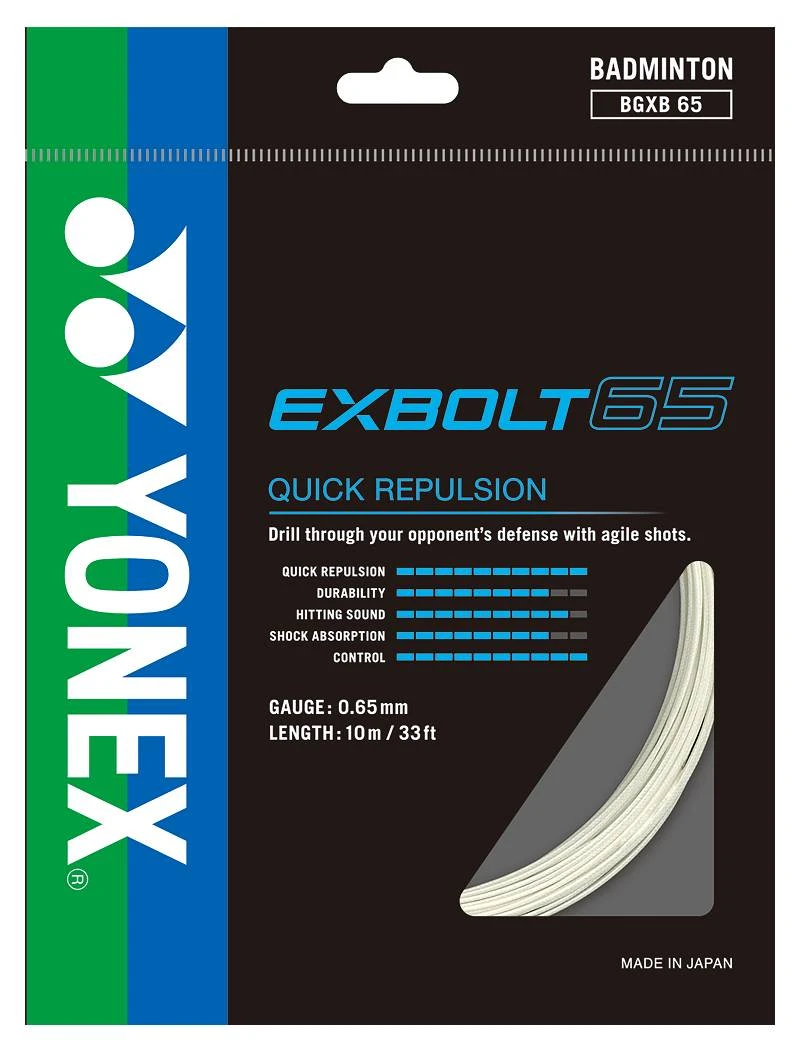 Yonex BG Exbolt 65 Badminton String (White) 3 Yonex BG Exbolt 65 Badminton String (White)